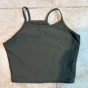 Laslulu  Dark Green Ribbed Yoga Top. Small.